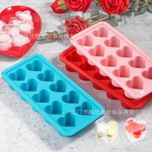 1pc Heart Shaped Ice Cube Tray Silicone Mold, 10 Cavities Easy Release Ice Mold For Home Use, Bar, KTV, Pink Or Red Color