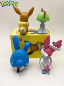 pokemon 1/4pcs Pokemon, Eevee Gardevoir Shoulder To Shoulder Doll Ornaments, Suitable For Placing On Desks, Dining Tables, Bedside Tables, Etc., Birthday Gift Toys, Pikachu, Handmade Sets, Are Ideal Gifts For Enthusiasts, Party Lovers And Collectors, Suitable For Birthday Party