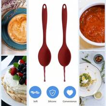 2 piezas Cucharas de silicona resistentes al calor, cuchara de cocina de silicona, cuchara de silicona de cocina, raspador de mezcla antiarañazos, cuchara de mezcla de silicona antiadherente, utensilios de cocina antiadherentes, herramienta de hornear, cuchillo para mantequilla, cuchara grande, aproximadamente 11 pulgadas rojo