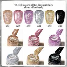 XEIJAYI XEJAYI 6-Color 15ml Brilliant Stars Crushed Gel Nail Polish Set,UV LED Soaking Nail Gel, Semi-Permanent, DIY Salon Quality Nail Art Gel For Spring And Summer - Multicolor - View 4
