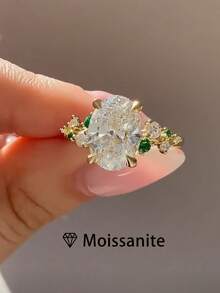 1pc High Quality Women's Solitaire Ring, Elegant Egg-Shaped 925 Sterling Silver Ring With 2ct Oval Moissanite, Boho-Style Vacation Jewelry, Wedding/Bridal Gift, Comes With Moissanite Certificate And Deluxe Gift Box