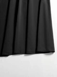 Women's Middle Eastern Dress, Solid Color High Neck Long Sleeved Extended Loose Muslim Robe - Black - View 8