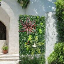 1片人造草坪墙板，黄杨木背景板，绿色植物背景，黄杨木围栏墙板，抗紫外线，隐私草坪墙装饰，适用于派对、婚礼、花园、室内外场所 - 彩色 - 查看 3