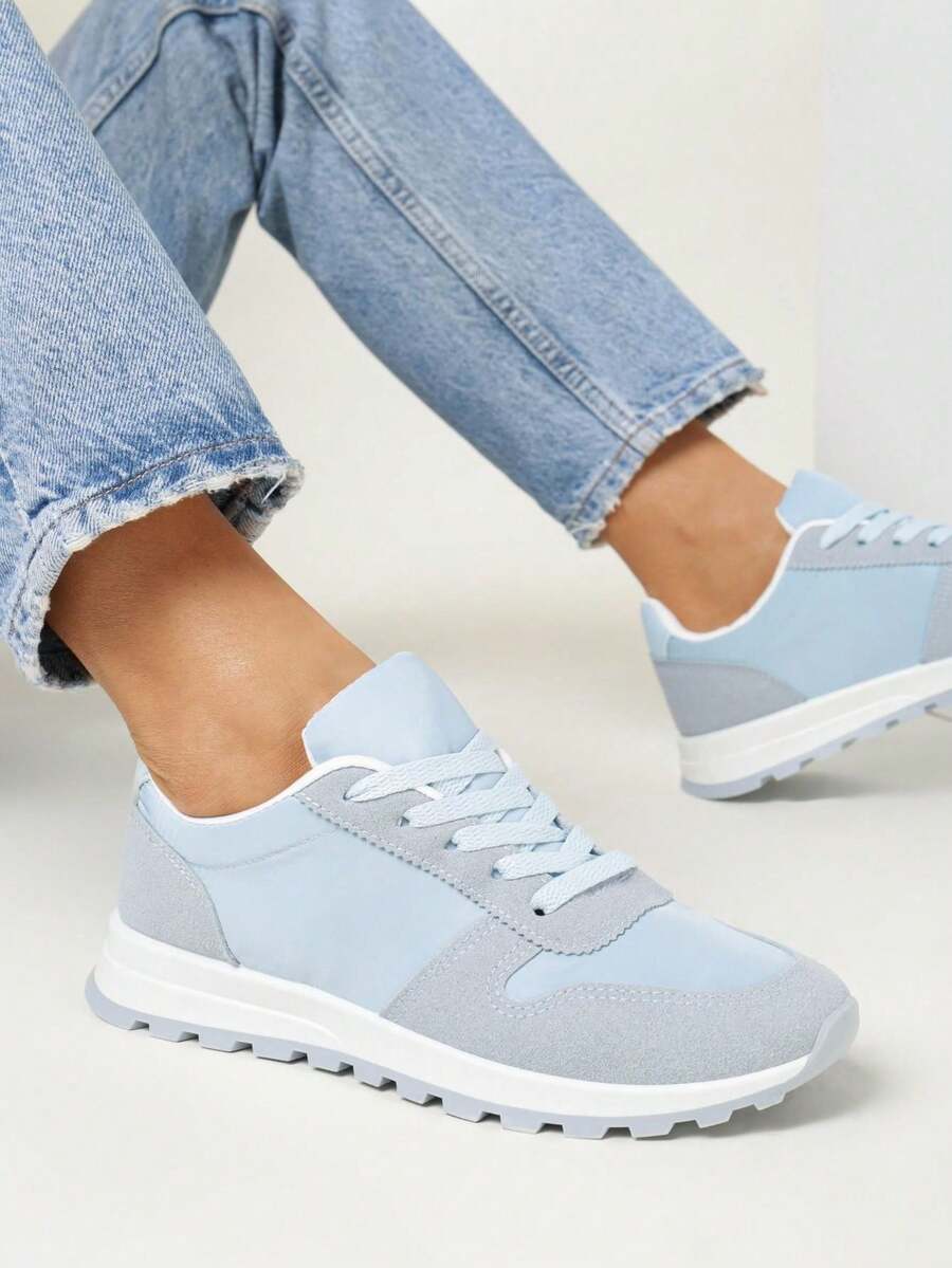 Flat Sole Sneakers With Tread, Versatile & Practical - Blue - View 1