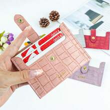 1 pezzo Portafoglio in pelle PU ultra sottile personalizzato - Portacarte minimalista unisex con slot multipli, texture coccodrillo e fibbia in metallo a contrasto. Stampa personalizzata in oro del nome/iniziali, tutto in uno con tasca per ID/monete (pronto da regalare) - Multicolore - Visualizzare 6