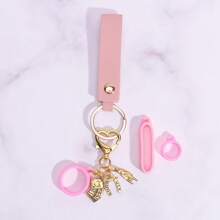 1 Set, Juego de cadena llavero antiperdidalográfica, Caja de cigarrillos portátil antiperdidalográfica de PU con pulsera con Charm, con 3 anillos de silicona, soporte antidelizante, regalo creativo