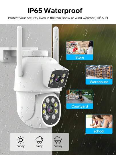 1pc 2MP+2MP Dual Len Wireless Outdoor Security Camera,Smart PTZ Home Surveillance Cameras 2.4/5Ghz Wifi,Indoor CCTV IP Cameras,Auto Tracking,Alarm Night Vision, Pan Tilt Rotation, Video Network Camera System Supports Two Way Audio view 5