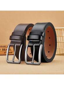 1 条纯色休闲 PU 皮革合金针扣腰带，商务、高端、适合所有季节