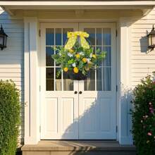 1pc24" Lavender Wreath With Berries & Butterflies - All Season Indoor/ Outdoor Door Decor For Spring Weddings, Mothers Day Gifts, Rustic Farmhouse Wall & Window Hanging, Patriotic Wreath For The Front Door On July 4th, Wedding Season