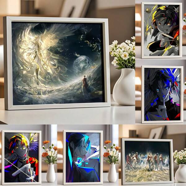 1pc Japanese Manga Personalized Anime Home Decoration Painting Wall Art Photo Frame, 15x20cm, Photo Frame For Desktop Display & Wall Hanging, Art Photo Frame For Photos & Posters, For Bedroom Living Room Home Decoration Gift Birthday Graduation