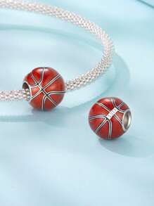 WOSTU 1 peça de contas de basquete de prata esterlina 925, faça você mesmo, pulseiras e colares originais para mulheres, acessórios de joias finas, presente para jogadores de basquete