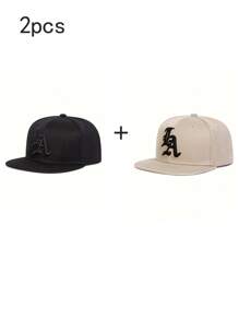 1pc Unisex Street Style Embroidered Flat-Brim Baseball Cap, 100% Polyester, Handwash, Non-Stretch, Lightweight - Adjustable Flat-Brim