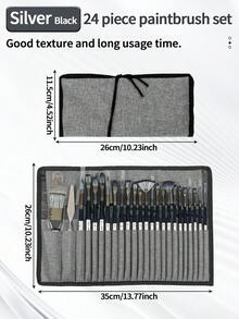 opeth 24pcs Professional Painting Brush Set, Including Canvas Brush Holder, Suitable For Oil Painting, Acrylic Painting And Watercolor Painting, Professional Art Brush Kit