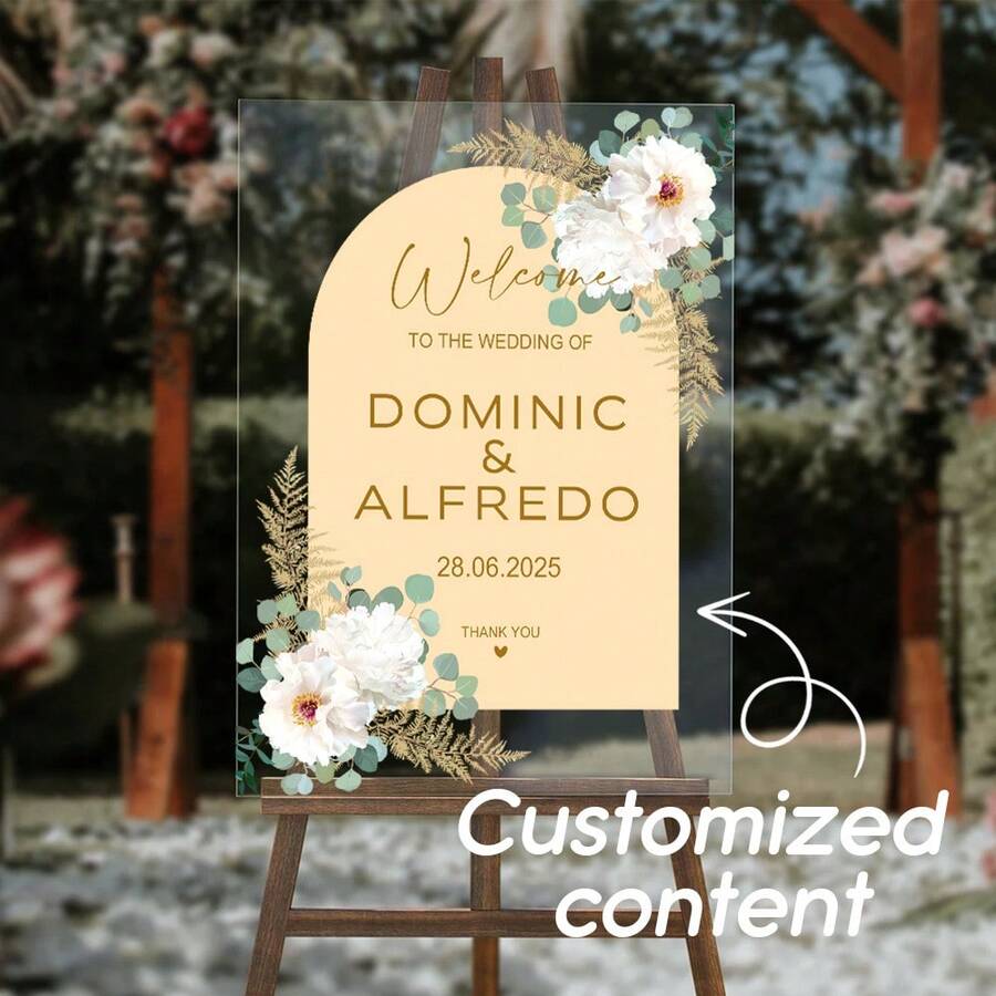 Floral Wedding Acrylic Signs, Custom Welcome Signs, Wedding Floral Signs, Wedding Signs, Floral Wedding Signs, Eucalyptus Signs, Custom-Made Transparent Acrylic Wedding Signs With Names, Welcome Wedding Signs, Wedding Decorations, Personalized Welcome Wedding Signs, Custom Wedding Signs, Wedding Signs, Acrylic Wedding Signs, Acrylic Wedding Welcome Signs, Wedding Rehearsal Signs, Modern Wedding Signs, Acrylic Welcome Signs (Without Frame). ,Forever Love - Transparent - View 1