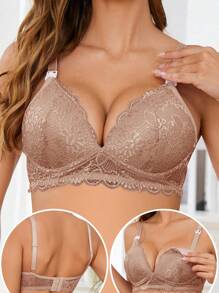Elegant Solid Color Lace Nursing Bra For Pregnant Women