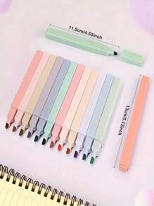 Random Color 1/6/12 Marking Pen, Beautiful Chiseled Highlighters, Eye Protection Key Marker Slanted Head Handmade Accounting Pens,Pens,Stationery,School Supplies,Back To School