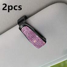 1 件人造水钻汽车眼镜架带票卡夹适用于汽车内饰配件 - 遮阳板太阳镜挂钩 - 彩色 - 查看 24