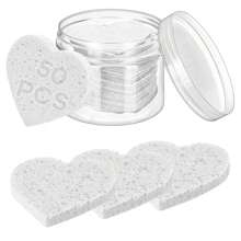 50-Count Compressed Face Sponge Natural Face Exfoliator Disposable Face Sponge For Cleansing Round Soft Face Cleansing Pad With Storage Container For Home And Travel.