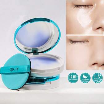 Polvo fijador de maquillaje facial, mattificante, difuminador y absorbente de grasa, absorbe el sebo, difumina las imperfecciones y reduce la apariencia de los poros, perfecto para uso en movimiento