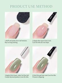 RS NAIL Esmalte de uñas de gel de ojo de gato de jade RSNAIL 10g, 8 colores, jelly, cristal verde, brillo holográfico de ojo de gato, reflectante, traslúcido, cura con LED UV, ideal para salón de uñas, manualidades, regalo para mujeres