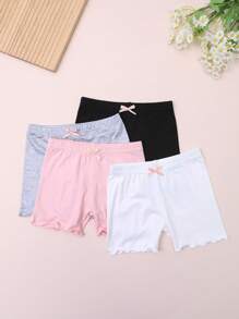 4pcs/Pack Baby/Toddler Girls Cute Minimalist Ruffle Hem Safety Shorts, Can Be Worn Outerwear