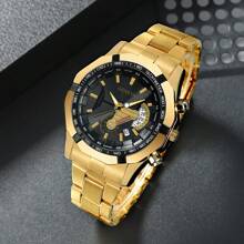 Men's Watches Top Brand Luxury Fashion Casual Men's Date Quartz Watch Stainless Steel With Personalized Roman Scale Dial Round Hands Men's Clock Party Wedding Gift Beach Vacation Valentine's Gift