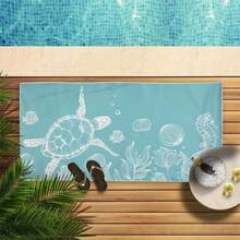 GEL HUT MUN 1pc Super-Soft Microfiber Printed Beach Towel, With Sea Turtle, Starfish, Seaweed, Seahorse DesignsTravel Essentials Travel Accessories Beach Essentials - Multicolor - View 7