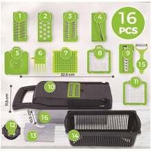 16 In 1 Food Chopper 8 Blades Cutter With Container, Vegetable Onion Chopper, Multipurpose Chopper, Fruits Vegetable Cutter, Chopper For Kitchen, Kitchen Accessories, Onion Chopper Dicer, Food Chopper For Potato