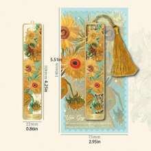 1 Metal Bookmark With Tassels, Gold Hollow Bookmark, Van Gogh Oil Painting Themed Bookmark, Reading Accessory Gift, Suitable For Book Lovers, Writers, Readers, Students, Teenagers, Men, Women, And Adults. This Is The Perfect Gift For Family Or Friends. Back To School Supplies