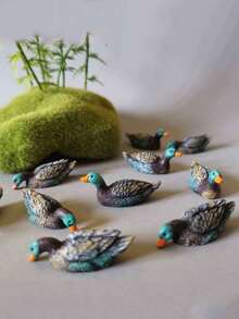 10件套树脂材质仿真鸳鸯，家居装饰小型装饰雕像，假山水亭园艺盆景装饰工艺品，微景观设计DIY配件，摄影道具。 - 彩色 - 查看 2