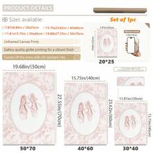 1 Canvas Hanging Picture With Frame For Easy Hanging, Baby Essentials, Baby, Pink Vintage Ballet Wall Decor, Girls Nursery Decor, Ballerina Wall Decor, Pink Bow Ballet Print, Pastel Pink - Multicolor - View 2