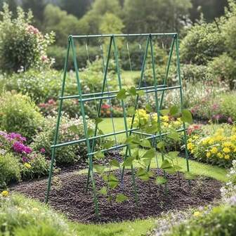 1 set de postes metálicos para plantas trepadoras - Soportes para plantas de tomate, uva, pepino y maracuyá - Esenciales para invernadero y jardinería al aire libre