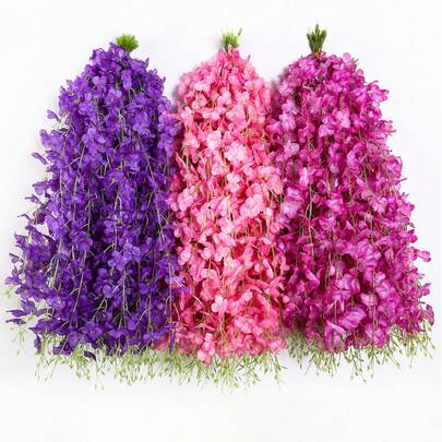 10 件人造花紫藤花、花串绣球花、藤蔓装饰、假花藤条悬挂婚礼塑料花丝花天花板、母亲节毕业典礼