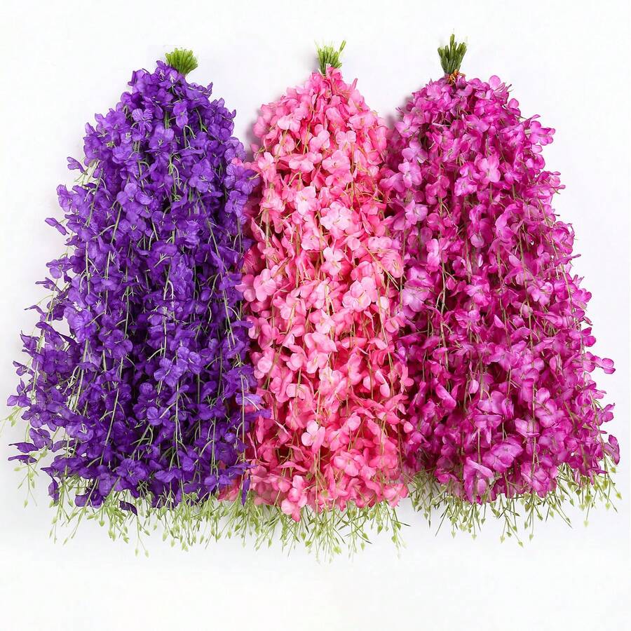 10 件人造花紫藤花、花串绣球花、藤蔓装饰、假花藤条悬挂婚礼塑料花丝花天花板、母亲节毕业典礼 - 彩色 - 查看 1