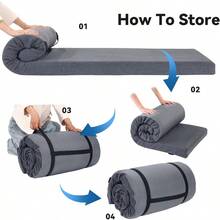 HOMBYS Memory Foam Camping Mattress PadPortable Sleeping Pad For Adult Waterproof Cot Mattress Roll Up Floor Mattress Foldable Backpacking Travel Bed For Hiking Guest Bed - Grey1 - View 5