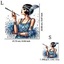 1 pièce/2 pièces/3 pièces Autocollants de transfert thermocollants de lady de l'ère jazz, convient pour les oreillers, sacs à dos, t-shirts, sacs en canevas, sweat-shirt à capuche, vêtements personnalisables, jeans