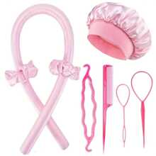 8pcs/Set Women's Multi-Color No-Heat Curling Iron Accessories Kit: Satin Hair Wrap, Bun Maker, Hair Pins, Bun Maker, Curling Iron