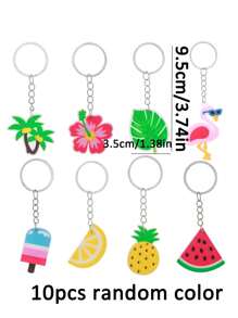 1 pieza/10/30/50 piezas Recuerdos de la fiesta hawaiana Luau de verano Llavero con diseño de flamenco, piña y temática tropical hawaiana para fiesta Luau, 8 estilos (Encantador)