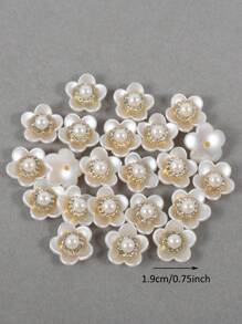 50pcs/Pack, 14mm 5-Petal Purple Redbud Flower, Gold Base Claw Crystal Resin Flower, Pearls Without Hole For Garment Decorations