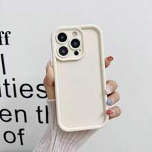 1 pieza Funda de teléfono blanca de unicolor, antideslizante y a prueba de golpes, con textura mate y protección para la lente, de moda, compatible con iPhone 16/16Pro/16ProMax/16Plus, 15, 14, 13, 12, 11, XR, XS, XsMax