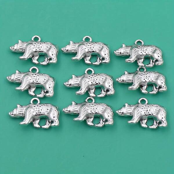 10 piezas de colgantes con forma de oso polar en estilo retro, adecuados para hacer pulseras, collares y accesorios de joyería DIY, manualidades hechas a mano, para hombres y mujeres