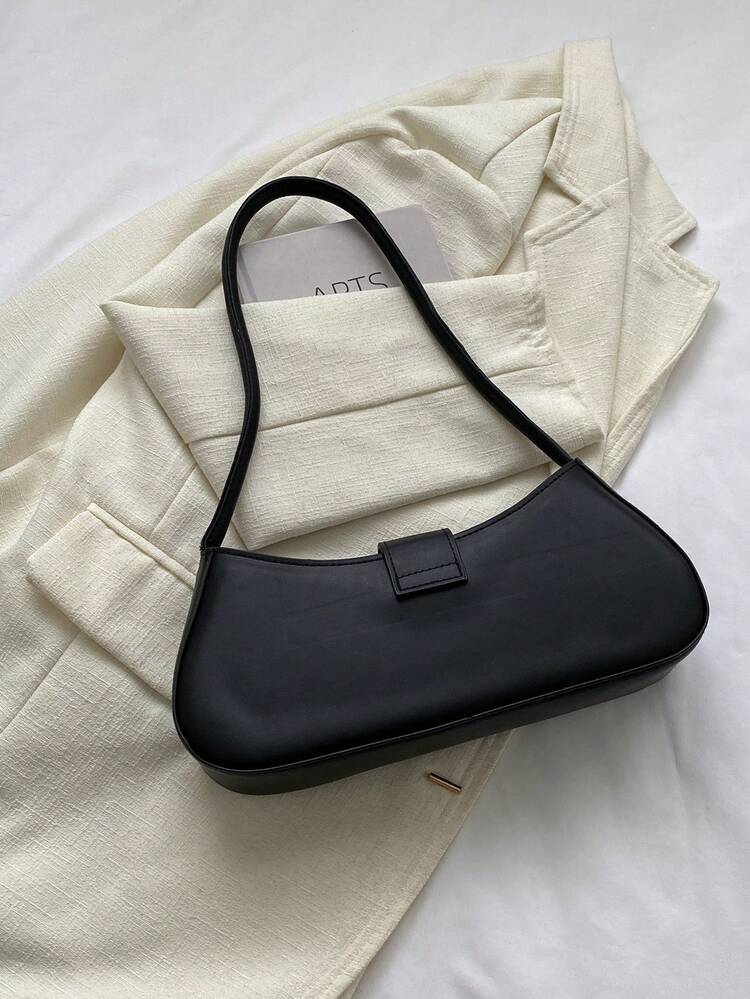 流行皮带扣手提包夏季新款单肩包简约腋下包质感细腻 - 黑色 - 查看 7