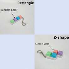 1pc Random Color & Chain Style Squeeze Stress Relief Fidget Cube Keyboard Key Pendant Toy