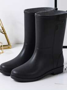 Women's Mid-Calf Rain Boots, Waterproof Shoes With Thermal Lining, Anti-Slip Soft Bottom Half-Calf Rain Boots