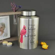 Up To 220 Lbs Large Cremation Urns For Adult Human Ashes, Decorative Urn For Male Female Ashes With Velvet Bag - Cardinal-Sliver - 查看 6