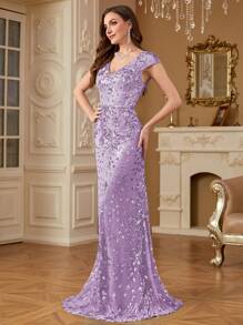 hezixi Elegant Sequin Sexy Evening Dress For Women Long Mermaid Formal Prom Luxury Wedding Party Cocktail Gowns Women's Dresses, For Wedding Guest