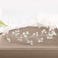 1pc Plant Elegant Glass Headband, Bridal Wedding Hair Accessory, Suitable For All Seasons