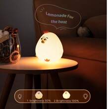 Cute Gugu Chicken Night Light, Silicone Lamp For Bedroom Or Living Room, Rechargeable, Touch Sensor Table Lamp