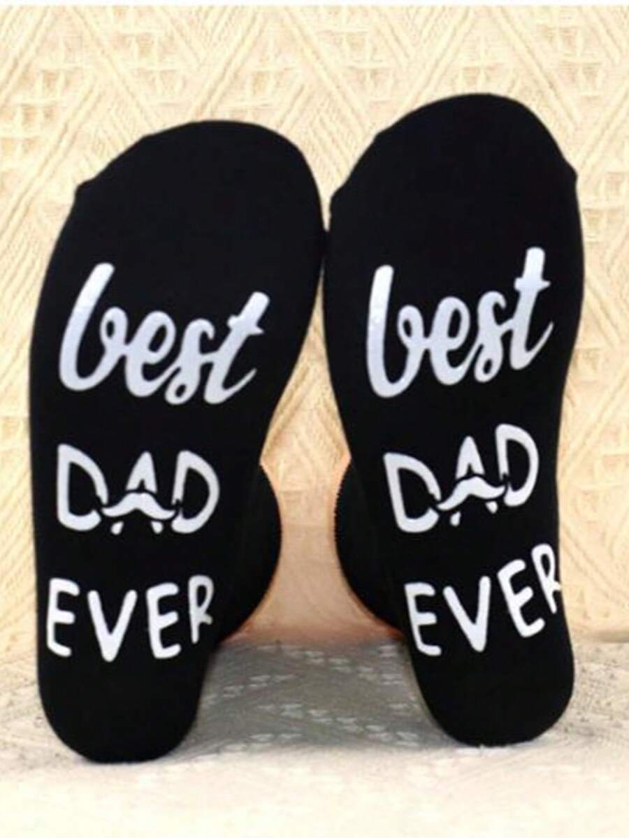 1 Pair Of Men's Socks,BEST DAD EVER ,Slip Resistant Socks, Fun Gift Socks - Black - View 1