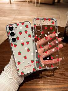 草莓图案透明彩绘防摔手机壳，兼容三星 Galaxy S25/S25PLUS/S25 Ultra/A16/A36/A26/A56/A50/A12/A32/A52/A72/A51/A21S/A13/A14/S24/S24PLUS/S24Ultra/S20/S23/S22/A53/S20FE/S21，兼容小米 11/12Pro/12/12X/13Pro/14Pro/15Pro/X3pro，兼容 Redmi 10/9/Note9/12c/Note11pro/Note8Pro/9C/9a，国际版，非国内版 - 彩色 - 查看 2